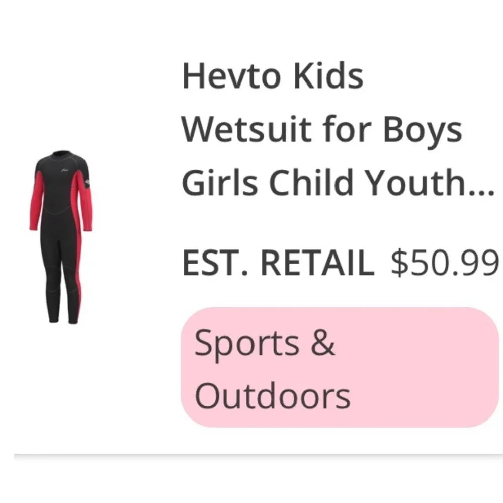 Hevto Wetsuit Kids Youth Unisex Black Red New Full Body Neoprene Thermal Surf